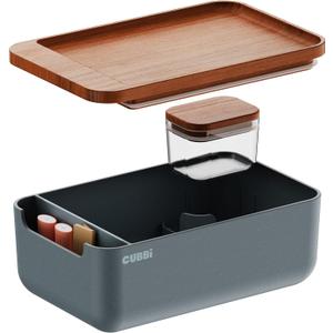 Cubbi - Airtight Box with Tray - Silicone Seals - 100% Air-Tight Storage Box with Accessories  Grey (Gray)