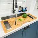 [2024 UPGRADE] Hifybaty Over The Sink Cutting Board - Expandable Cutting Board Over Sink, Bamboo Cutting Boards with Juice Groove, Kitchen Sink Cutting Board, 24"L x 11.4"W