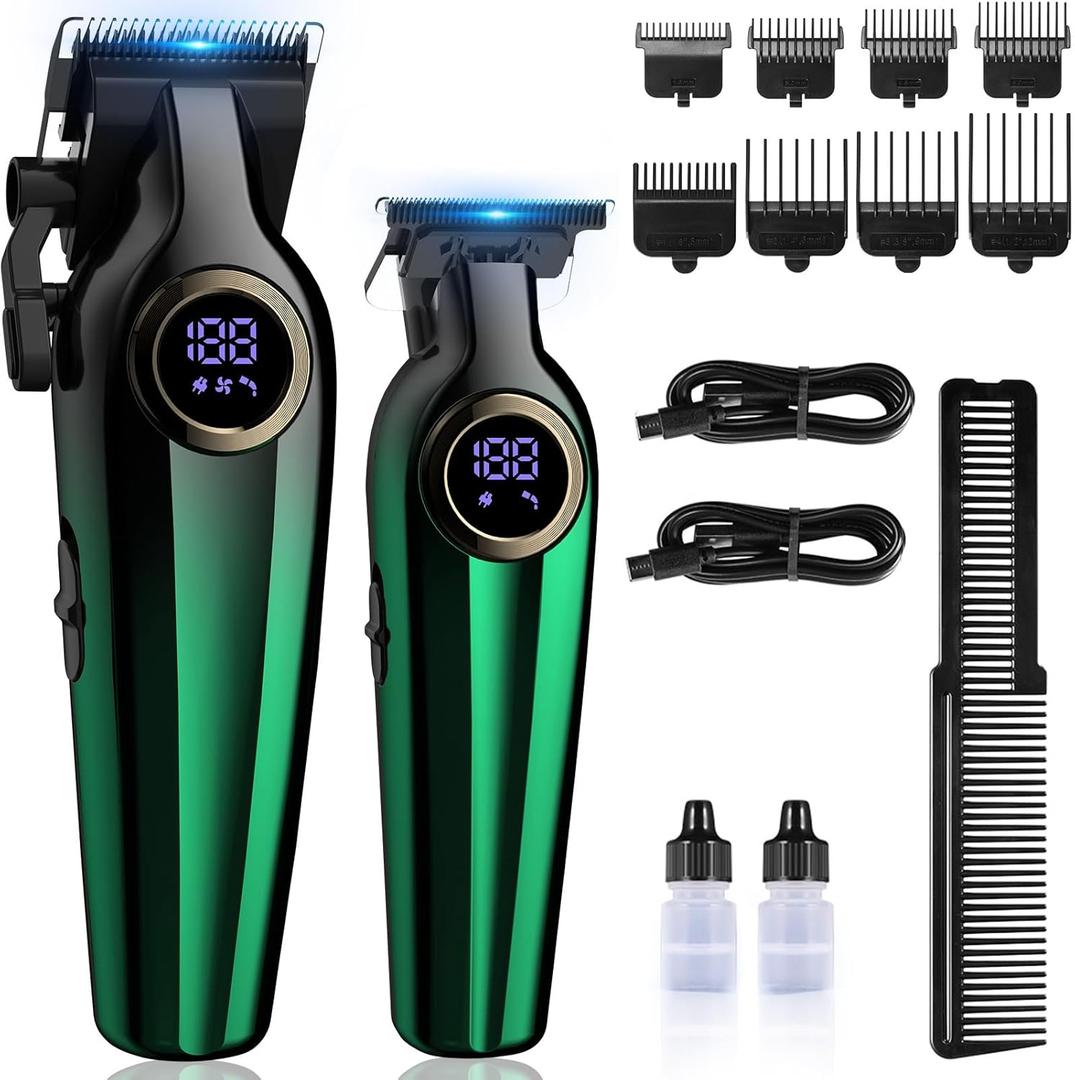 BILLAR Professional Hair Clipper for Men Hair Cutting Kit Men's Beard Trimmer Hair Trimmer Shaver Cordless Barber Clippers and TrimmersGreen