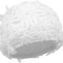 Womens Flower Beaded Swim Cap Youth Girls Waterproof Floral Petal Swimming Cap Headwear High Elasticity Hair Protection Bathing Cap for Pool, Spa, Beach (White)