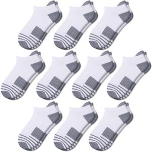 Comfoex 10 Pairs Boys Socks Ankle Athletic Socks For Boys 4-7 7-10 10-12 Years Old With Cushioned Sole (White 10 Paris)