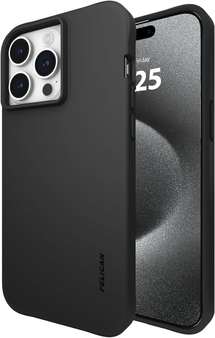 Pelican Ranger Series - iPhone 15 Pro Max Case 6.7" [Compatible with MagSafe] Magnetic Phone Case with Anti-Scratch Tech [12ft MIL-Grade Drop Protection] Protective Cover for iPhone 15 Pro Max - Black (Black MagSafe)