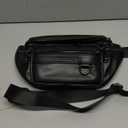 Leather Fanny Pack Mens Genuine Leather Waist Bag Sport Travel Hiking (Black)