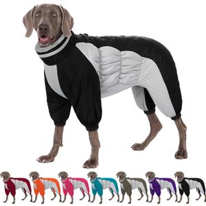 AOFITEE Large Dog Coat Warm Dog Jacket for Winter, Dogs Winter Coat with Harness Built in, Reflective Turtleneck Dogs Puffer Jacket Snowsuit, Full Body Fleece Coats for Small Medium Large Pet, XL (Black)