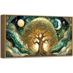 RUDIEOLSIW Tree of Life Sun Moon Celestial Canvas Wall Art 20x40 in