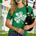 GONOSEED 6Size Shirt+Earrings St Patricks Day Shirt Women St Patricks Day Outfits for Women Shamrock Earrings Accessories (XL)