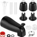 Metal 2 Piece Shower Knob Replacement, with Tub Spout, 2 Handle Tub Shower Faucet Set Compatible with Pfister Verve Tub Shower Faucet Hot and Cold Handles(Matte Black)