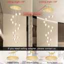 Modern Crystal Chandelier for Hallway Gold LED Ceiling Lighting for Staircase Light Fixture for Living Room Foyer Entryway, 14-Lights Round