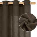 LAMIT Dark Brown Linen Curtains for Living Room 84 inch Length, Light Filtering Semi Sheer Panels Bronze Grommet Rustic Farmhouse Drapes for Bedroom/Sliding Glass Door, 2 Panels, 52 x 84 Inch