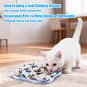 Slow Feeder Bowl for Dogs and Cats - Non-Slip Licking Mat with Suction Cups, Treat Puzzle & Anti-Choke Feeding Pad, Flower Petal Silicone (Blue and Grey)