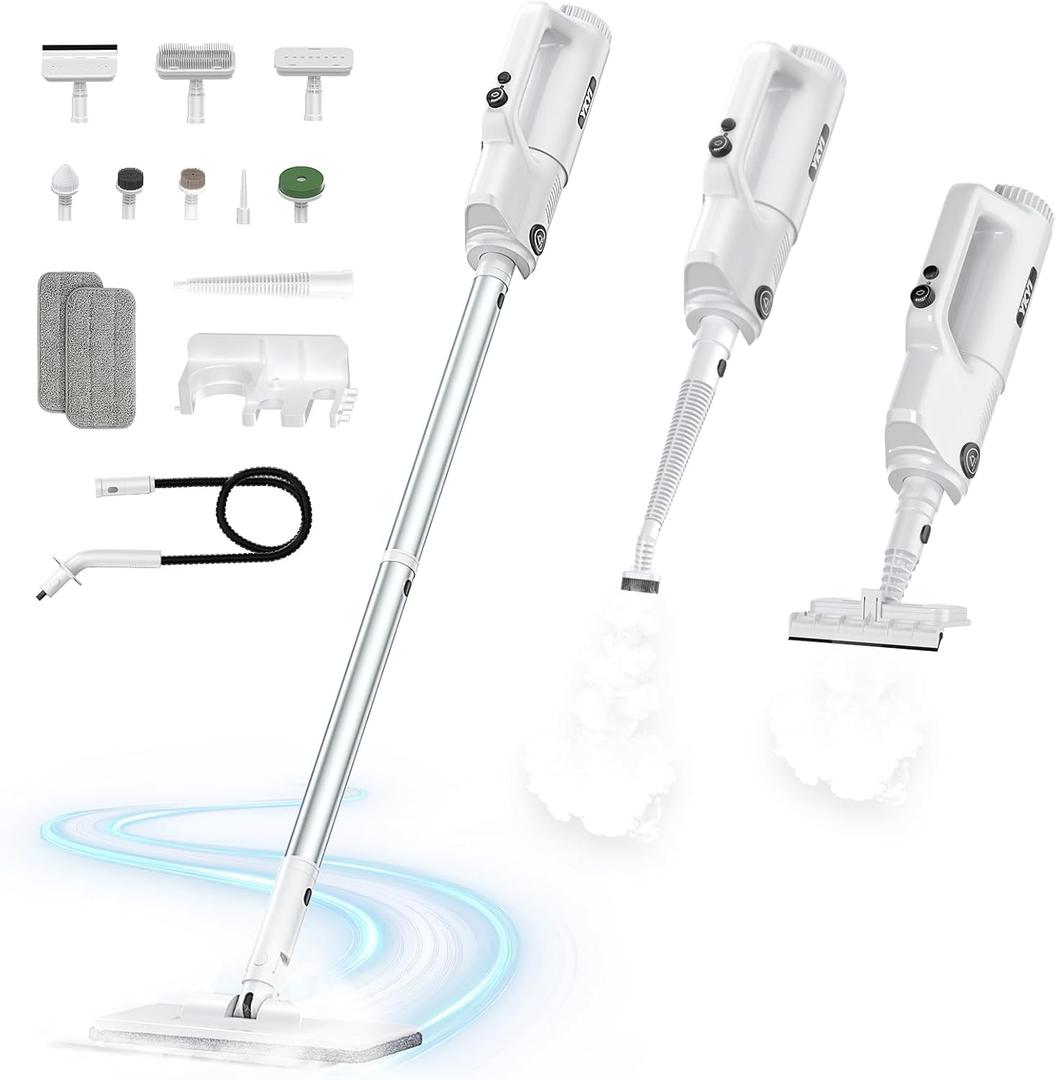 YKYI Steam Mop, 30 Speed Level, 1200 PSI Portable Power Washer with 6-in-1 Nozzle, 24FT High-Elastic Hose, Handheld Pressure Washer for Car, Garden Cleaning(Carbon Grey)