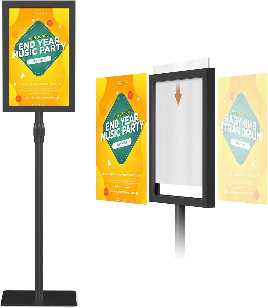 Relx Standing Sign Holder 11 x 17, Adjustable Pedestal Sign Stand, Double-sided Floor Signage Stands for Outdoor Indoor Poster Display