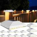 VOLISUN 4x4 Solar Fence Post Lights Outdoor 12pack,Cap Light for 4x4 Wooden/Vinyl Post,White Deck Cap Light Solar Powered for Garden/Patio/Porch