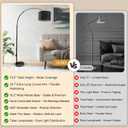 Black Arc Floor Lamp, Modern Standing Floor Lamp with Adjustable Head & Fabric Drum Shade, Over Couch Reading Light for Living Room, Bedroom, Office, Study Room