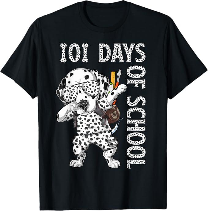 101 Days School Dabbing Dalmatian Dog Teachers Kids T-Shirt, S