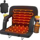 HOPERAN Dual-Sided Heated Stadium Seats for Bleachers with Back Support, 3 Levels Heating Stadium Seating for Bleachers Seat with Backrest, 5 Pockets Portable Stadium Chair for Outdoor (Black)