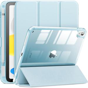 INFILAND Compatible with iPad A16 Case 11th Generation 11 Inch 2025, iPad 10th Generation Case 10.9 Inch 2022, Clear Slim Protective Cover with Apple Pencil Holder & Charging Adapter (Baby Blue)