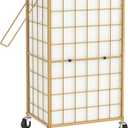 WOWLIVE Laundry Hamper with Wheels,Metal Wire Frame Rolling Laundry Basket with Removable bag,100L Dirty Clothes Hamper Organizer Dorm Room Storage for Bedroom,Bathroom,Golden (100L (16.9x 12.2 x 28.1 Inches))