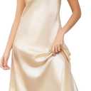 Lovasy Sexy Nightgown for Women Satin Long Lingerie Sleepwear Lace V Neck Slip Dress, Small