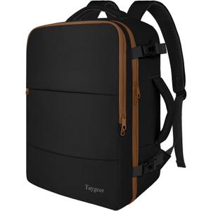 Taygeer Backpack for Women, Carry on Backpack with Laptop Compartment & Shoe Pouch, 35l Travel Laptop Mochila Carry On Luggage, Airline Approved Personal Item Bag For Weekender Gym Hiking, Black Khaki (Large)