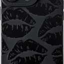 FLIRACON Black Lips Print Soft Phone Case Compatible with iPhone Case (Black,for iPhone 14)
