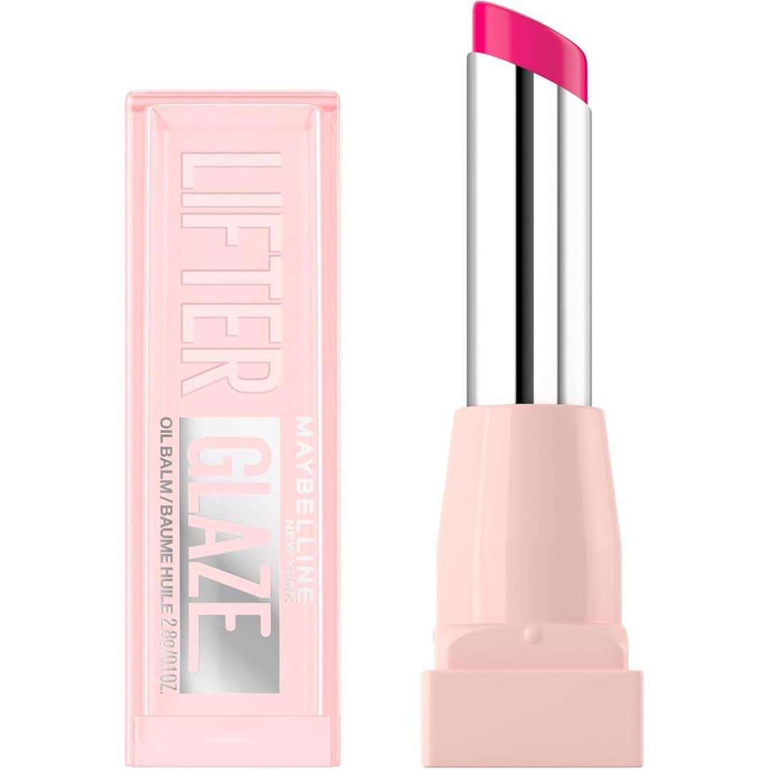 MAYBELLINE Lifter Glaze Oil Balm with Hyaluronic Acid and Hydrating Oil Blend, Lip Balm with 24HRs of Smooth, Moisturizing Shine, Rose Bite (Sheer Hot Pink)