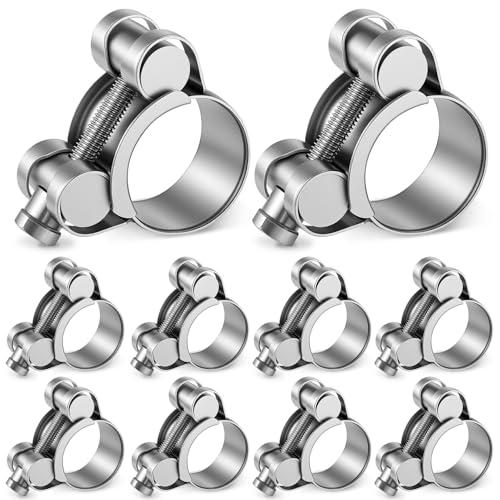 Otoolling 10 Pack T-bolt Hose Clamps Kit 23-25 mm Od Heavy Duty Adjustable 304 Stainless Steel T-slot Clamp for Radiator Constant Tension Exhaust