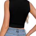 Tankaneo Womens American Flag Crop Tank Tops High Neck 4th of July Patriotic Summer Sleeveless Shirts Sweater Vest