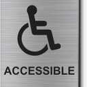 Handicap Sign - Handicap Wheelchair Accessible Sign Brushed Aluminum Handicap Placard for Commercial Business Restaurant Restroom-Adhesive Backing 8"*6"