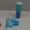 Homestockplus Reusable Wheat Straw Cups with Lid and Straws, 10 Oz Chip Resistant Drinking Cups, Small Water Cups with Silicone Straws - BPA Free Dishwasher Safe for Milk, Drinks, Smoothies (Blue Series)