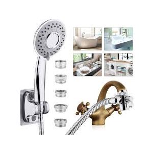 Sink Hose Shower Sprayer Attachment  Faucet Extension w/ 5 Adapters For Bathroom Bathtub, Kitchen Faucet, Utility Laundry Tub, Garden Hose Thread Spout For Delta, Moen, Kohler, American Standard