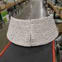 28in Christmas Tree Collar - Woven Hyacinth Tree Collars for Artificial Trees - Rattan Rustic Farmhouse Basket for Tree Base Cover with Cord Cut-Out for 6ft 7.5ft Tree (White)