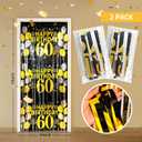 60th Birthday Decorations for Men Women, 2 Pack Black Gold Happy 60th Birthday Foil Fringe Curtains 3.3 x 6.6ft Cheers to 60 Years Old Tinsel Streamers Photo Booth Props Backdrop Party Supplies