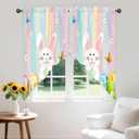 Spring Easter Swag Kitchen Curtain Valance for Windows,Eggs Bunny Cute Rabbits Window Treatments Short Swag Topper for Kitchen Windows Bathroom Bedroom,28 x 36 Inch, 1 Pair