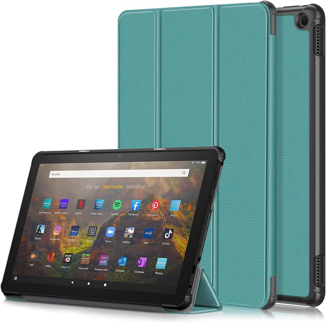 Case for Fire HD 10 2023, Folding Folio Ultra-Thin PU Leather Stand Case Cover for Fire HD 10 10.1 Inch 2023 Green