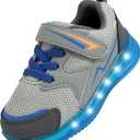 YESKIS Toddler Boys Light Up Shoes LED Flashing Lightweight Mesh Breathable Adorable Running Sneakers for Toddler Grey 6