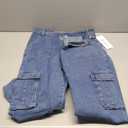 ZMPSIISA Women High Waisted Cargo Pants Wide Leg Casual Pants 6 Pockets Combat Military Trousers (Small, Denim Blue)