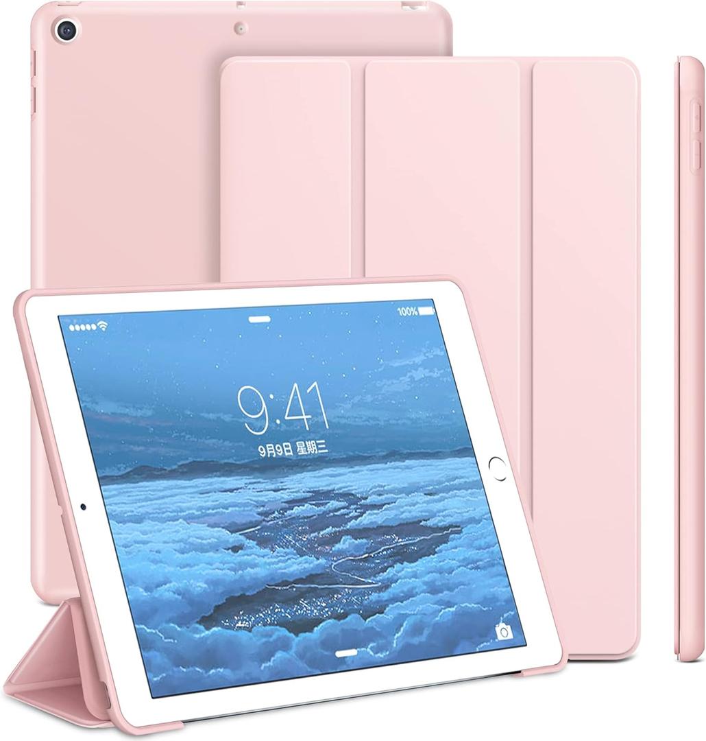 Case Compatible with iPad 9th Generation, Auto Wake&Sleep Slim Trifold Stand Case Compatible with iPad 9th Generation & iPad 8th Generation (2020) & 7th Generation (2019), Lightweight, Pink