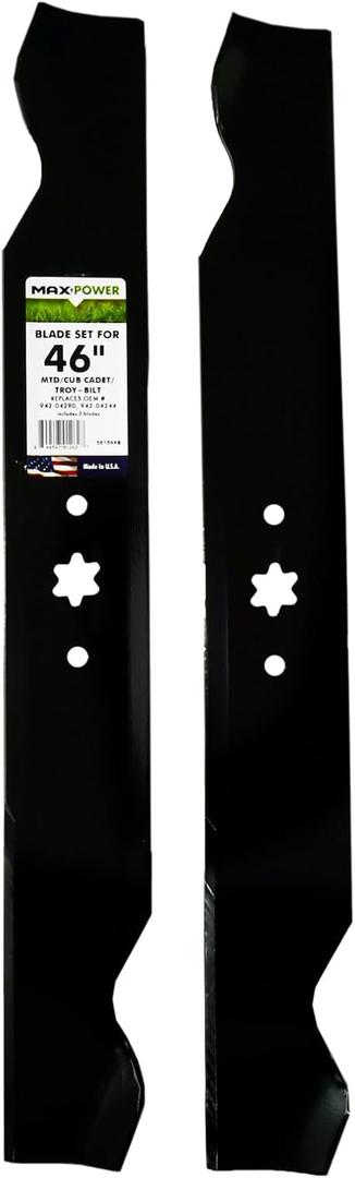 MaxPower 561544B 2-Blade Set for 46 Inch Cut MTD/Cub Cadet/Troy-Bilt Replaces 942-04244, 942-04290, 942-04244A, 742-04290, 742-04244, Black