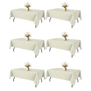 Niuara Ivory Rectangle Table Cloth - 6 Pack, 60" x 84" Washable Polyester Tablecloth for 5FT Tables, Wrinkle-Resistant Table Cover for Weddings & Parties