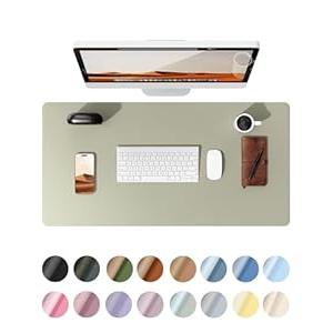 YSAGi Leather Desk Pad Protector, Office Desk Mat, Large Mouse Pad, Non-Slip PU Leather Desk Blotter, Laptop Desk Pad, Waterproof Desk Writing Pad for Office and Home (Sage Green, 23.6" x 13.8")