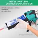 Double Caulking Gun,Dual Epoxy Gun for 400 mL/13.5 fl oz (1:1 Mix Ratio),Manual Dual Component Adhesive Applicator with 9 Pieces Caulk Tools,Hand Cartridge Caulk Gun,Green