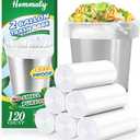 Hommaly 2 Gallon (1.8-2 Gal)120 pcs Small Clear Trash Bags, Strong 1.8 Gallon Garbage Bags, Bathroom Trash Can Bin Liners Unscented, Mini Plastic Bags for Office, Waste Basket Liner,Fit 6,7,8 Liters