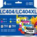 LC404 MFC-J1205W Ink Cartridges for Brother LC-404 LC404XL 404XL XL Ink Cartridge Compatible for Brother MFC-J1205W MFC-J1215W MFC J1205W XL Printer High Yields (4-Pack, Black Cyan Magenta Yellow)