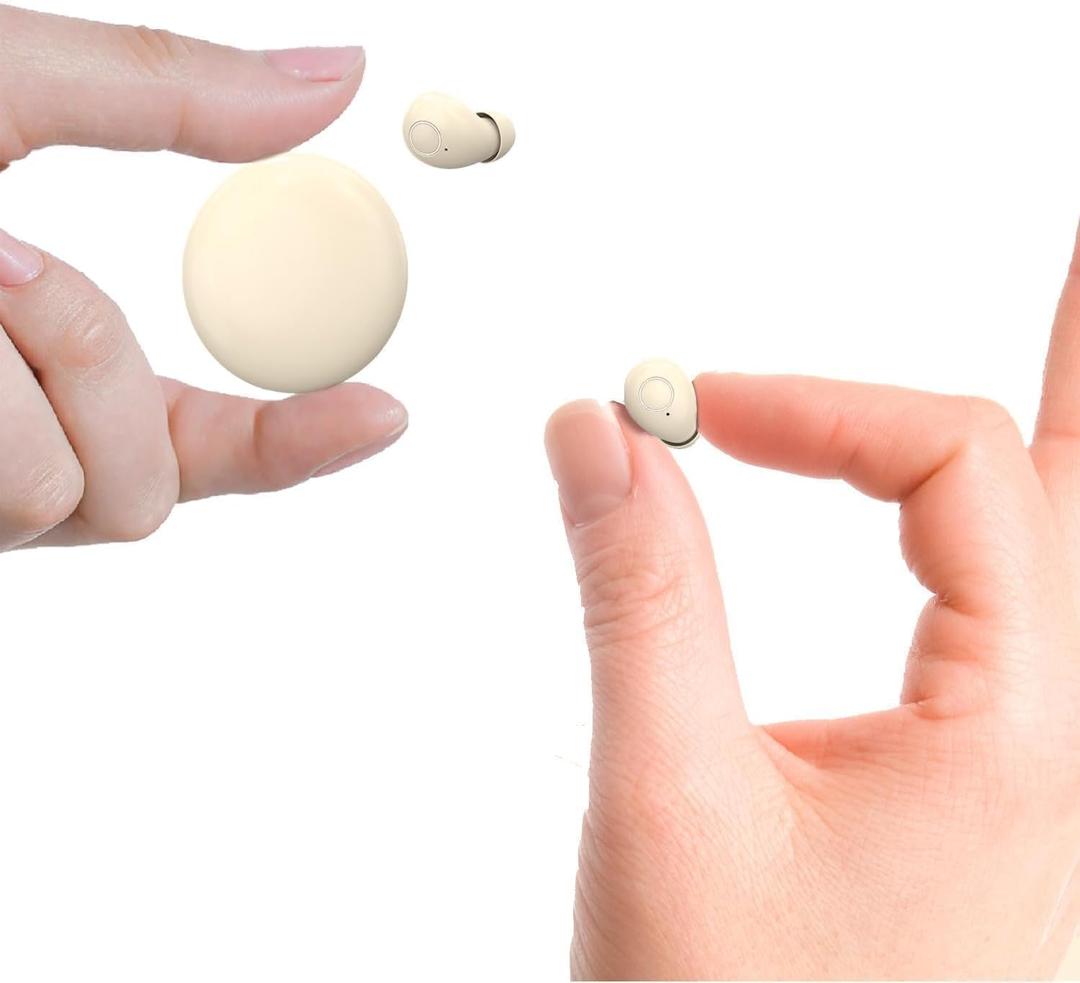 Small Mini Invisible Earbuds Wireless Bluetooth for Small Ears Low Profile Tiny Discreet Hidden Sleeping Earbuds for Work Sleep Ear Buds Invisible Headphones Buds Skin Tone (Nude)