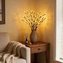 GOESWELL Lighted Branches Tree Lights: 18In Brown Willow Twig Light with Timer for Vase Decor - Tree Branch Light with 60 Warm White LED for Tabletop Living Room Indoor Decoration