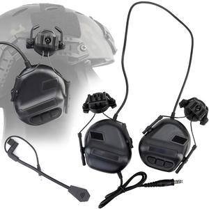 ATAIRSOFT Tactical Headset Unlimited Power Intercom with Microphone Waterproof Hunting Shooting Headphones Earmuff No Noise Reduction Function (Black) (BK)