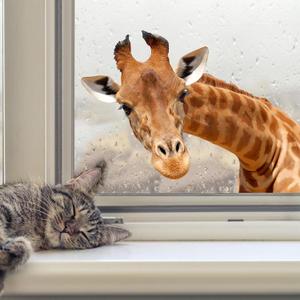 Curious Giraffe Wall Decal, 15" x 23" Large Vinyl Art for Living Room & Bedroom Decor, Animal Sticker for Baby Nursery, Jungle Safari Theme for Adults & Children