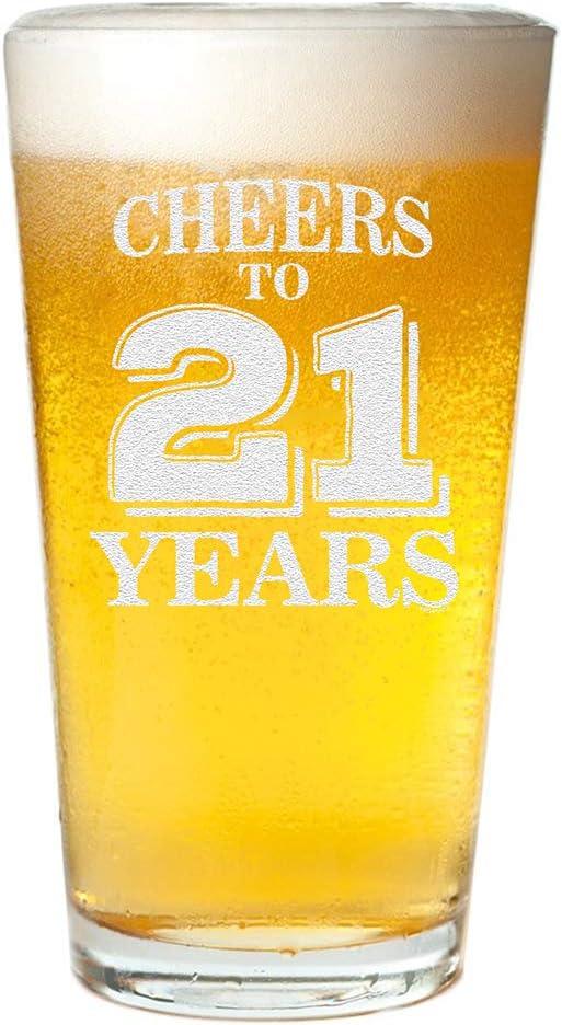 Veracco Cheers To 21 Years Twenty First Pint Beer Glass 21st Birthday Gift For Him Her (Clear, Glass)