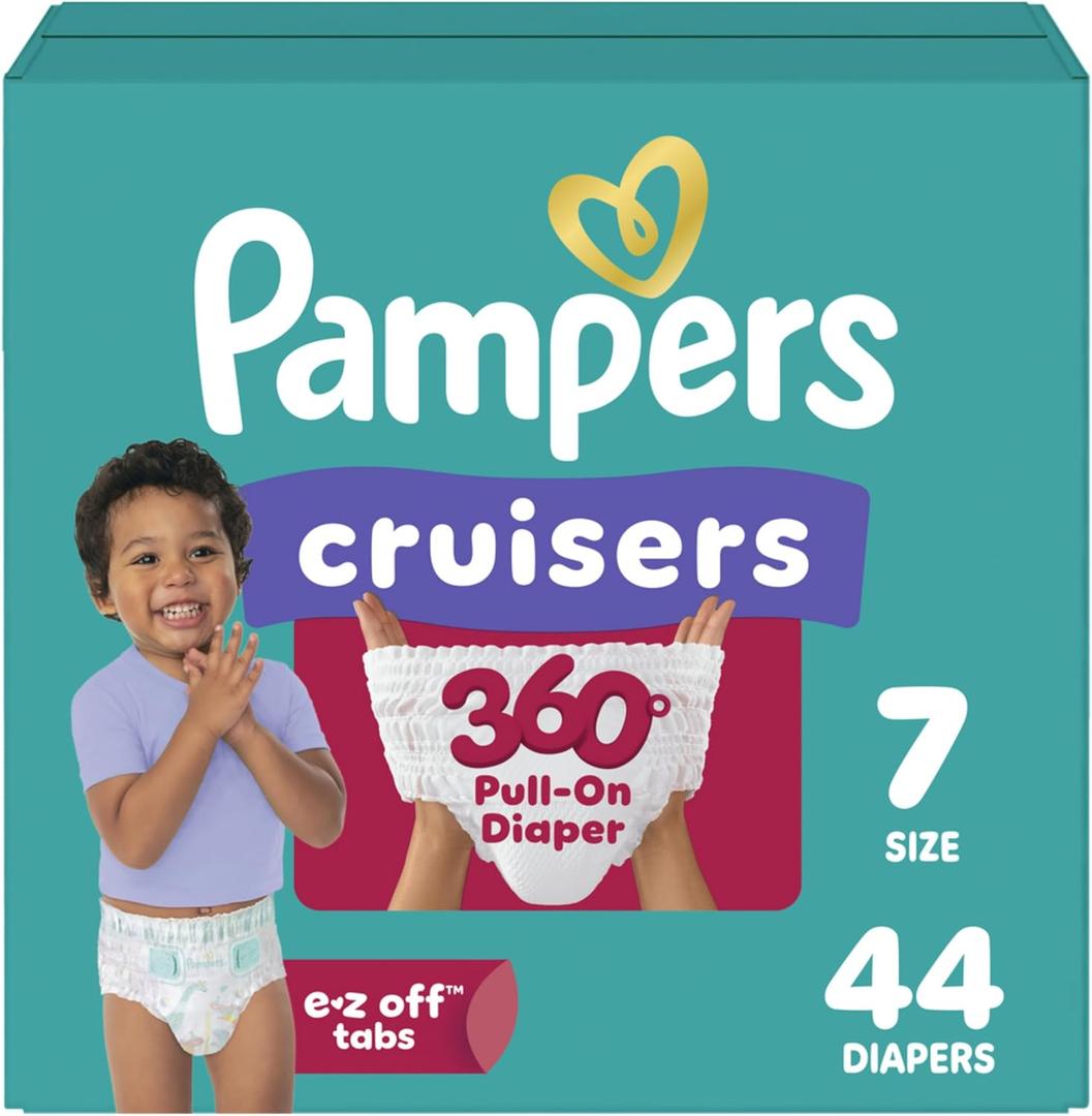 Pampers Diapers - Cruisers 360 - Size 7, 44 Count, up to 100% Leakproof Pull-On Diaper for Active Babies
